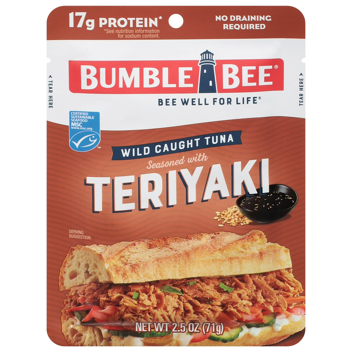 Bumble Bee Teriyaki Seasoned Light Tuna, Wild Caught, 2.5 oz