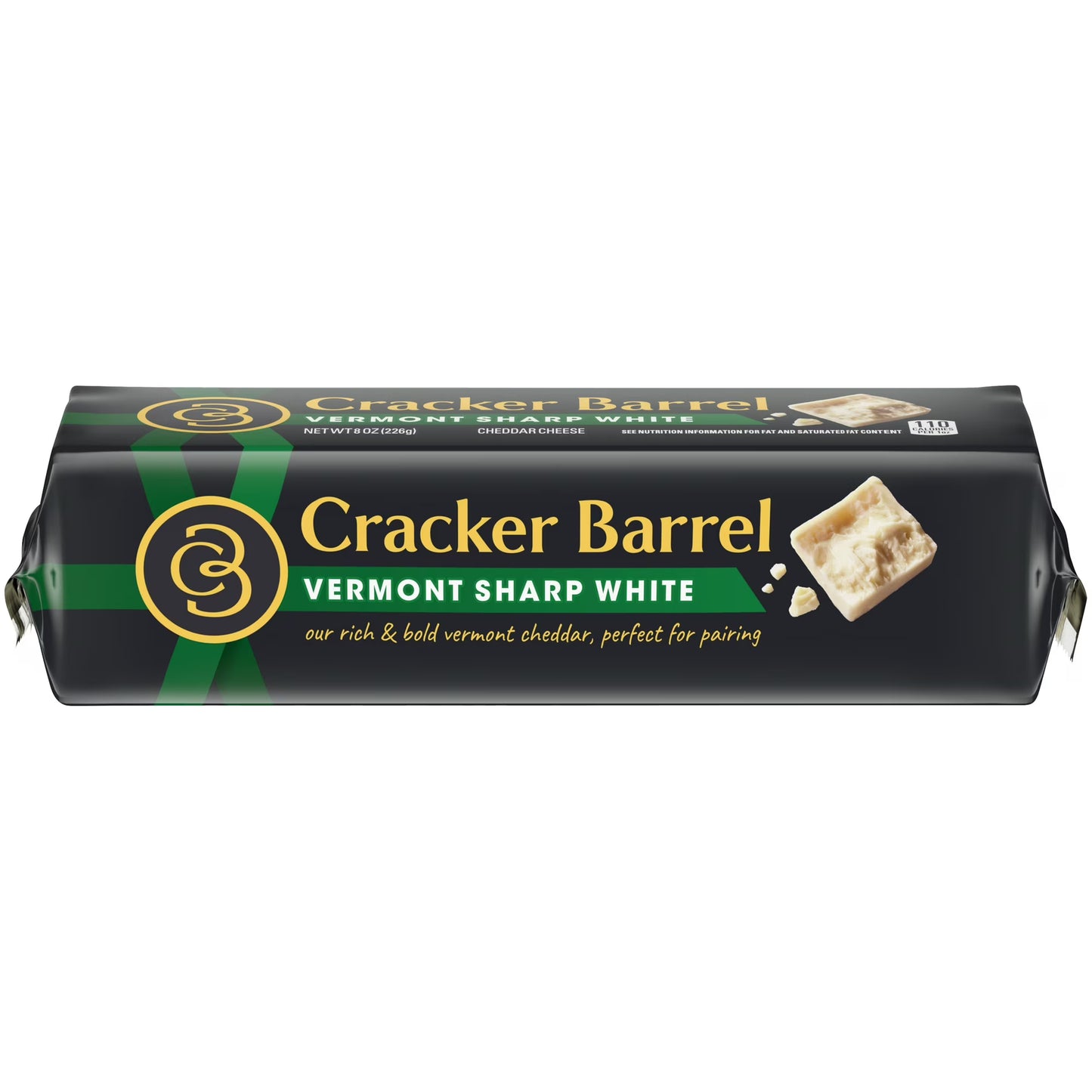 Cracker Barrel Vermont Sharp White Cheddar Cheese, 8 oz Block