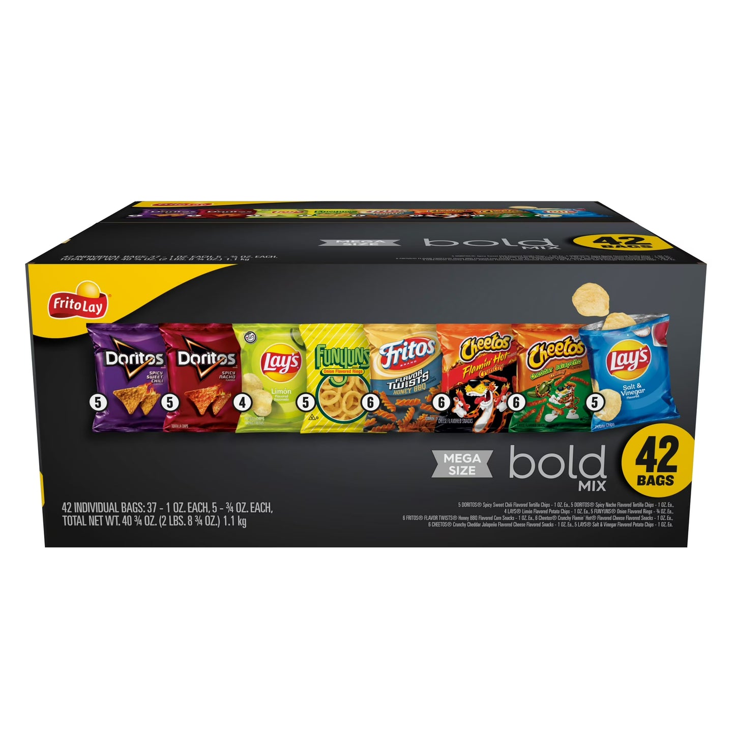 Frito Lay Bold Mix Chips Variety Pack, Mega Size, 42 Count 2lbs