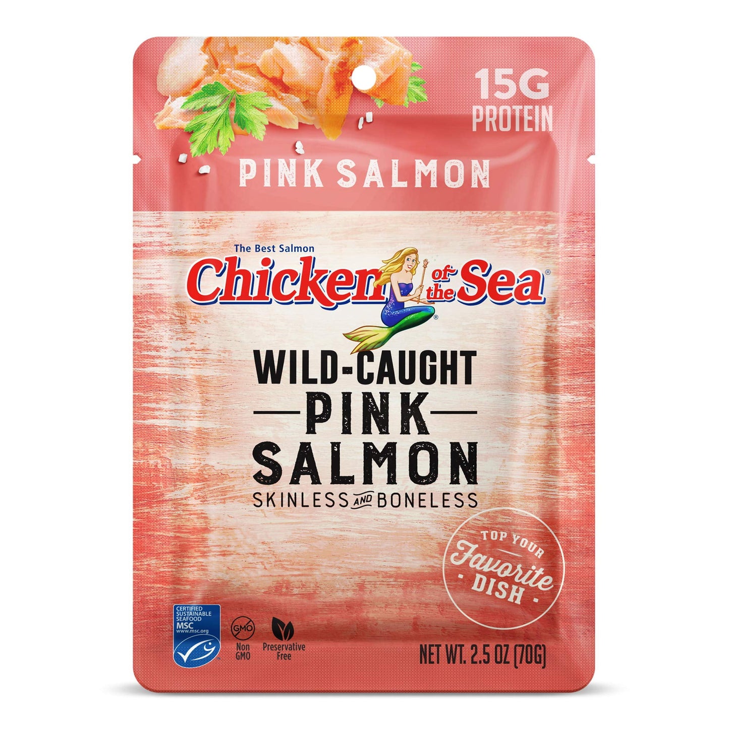 Chicken of the Sea Pink Salmon, Wild-Caught, Skinless & Boneless, 2.5oz