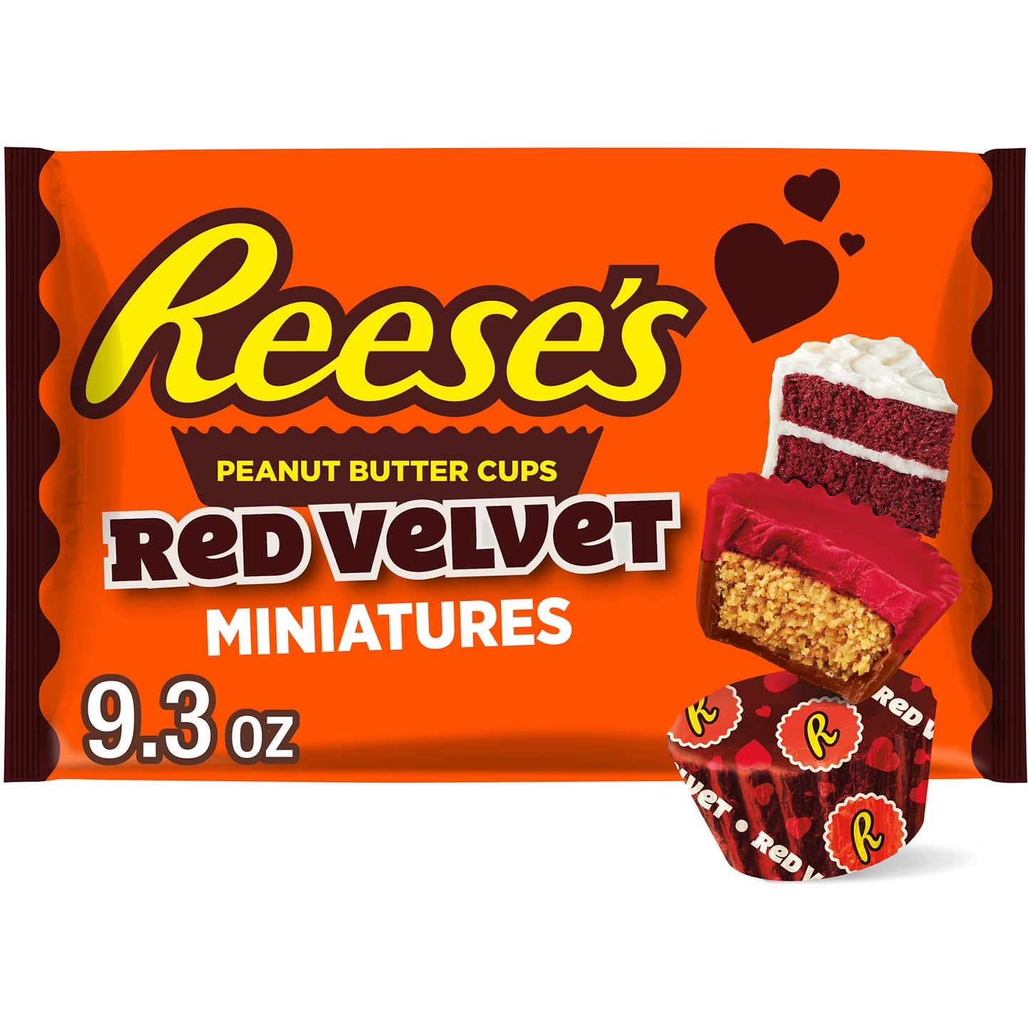 Reese's Miniatures Milk Chocolate and Red Velvet Flavored Creme Peanut Butter Cups Valentine's Candy, Bag 9.3 oz