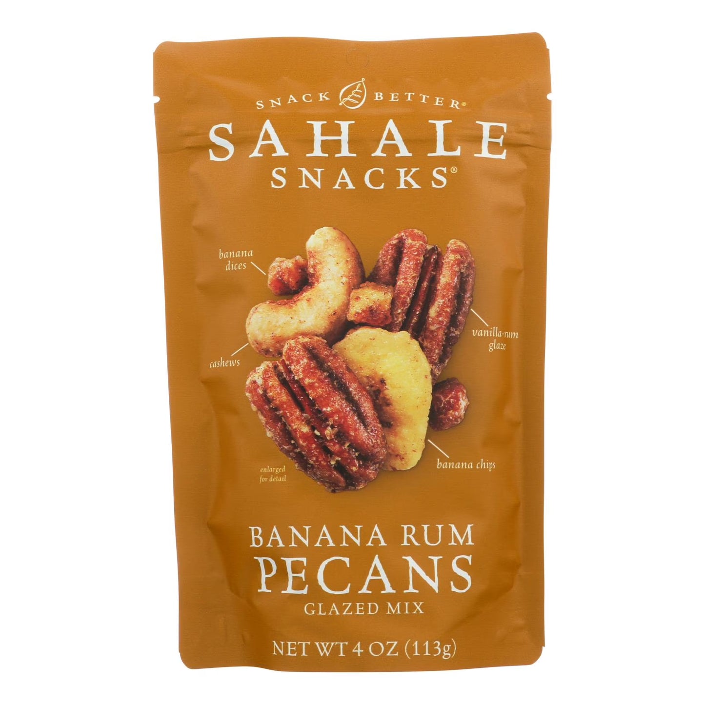 Sahale Snacks Glazed Mix of Banana Rum Flavored Pecans, 4oz Bag