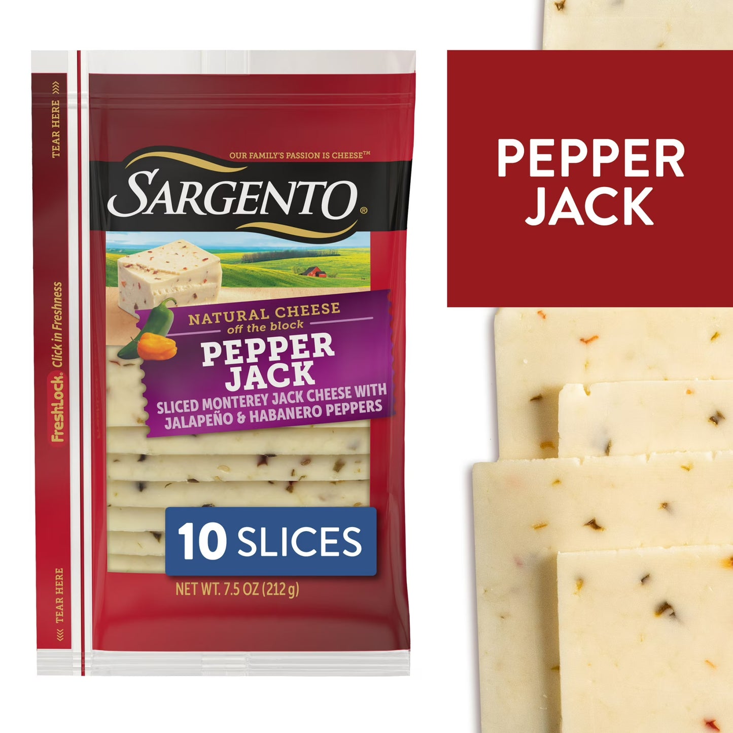 Sargento Sliced Pepper Jack Natural Cheese, 10 slices 7.5