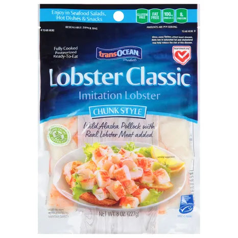 Trans-Ocean Imitation Lobster, Lobster Classic, Chunk Style 8oz