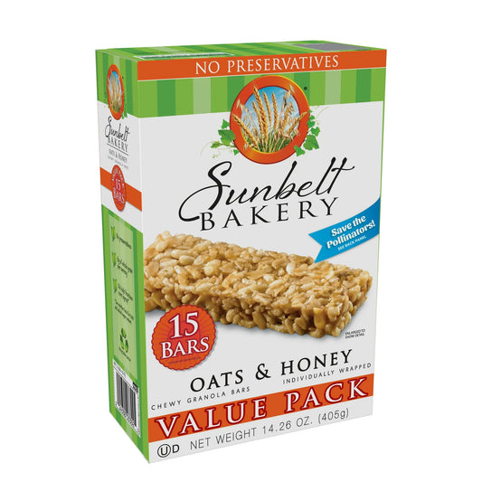 Sunbelt Bakery Chewy Granola Bars, Oats & Honey, 15 Ct, 14.26oz