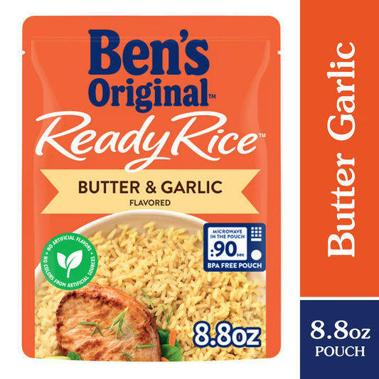 Ben's Original Butter and Garlic Flavored Ready Rice, Easy Dinner Side, 8.8 oz