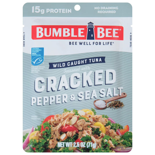 Bumble Bee Cracked Pepper & Sea Salt Seasoned Light Tuna, Wild Caught 2.5oz