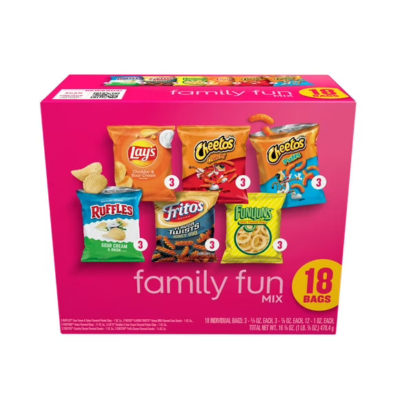 Frito-Lay Family Fun Mix Variety Pack Snack Chips, 18 Count Multipack