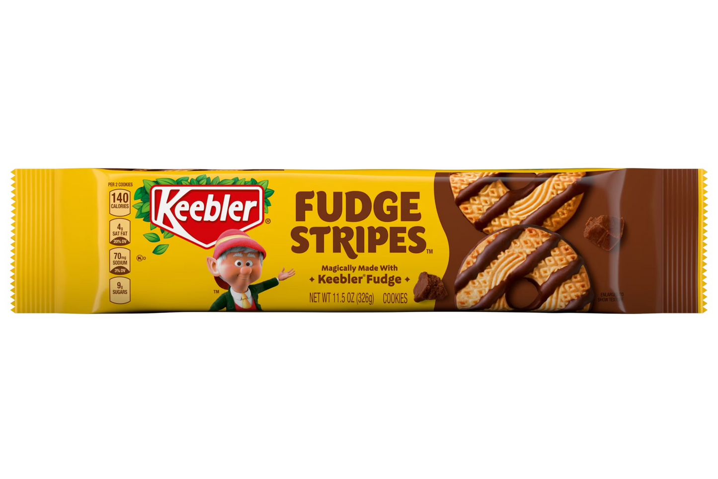 Keebler Fudge Stripes, Original Shortbread Cookies Coated in Keebler Fudge, 11.5 oz