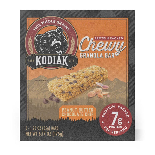 Kodiak Protein Packed Peanut Butter Chocolate Chip Chewy Granola Bar, 1.23 oz, 5 Count