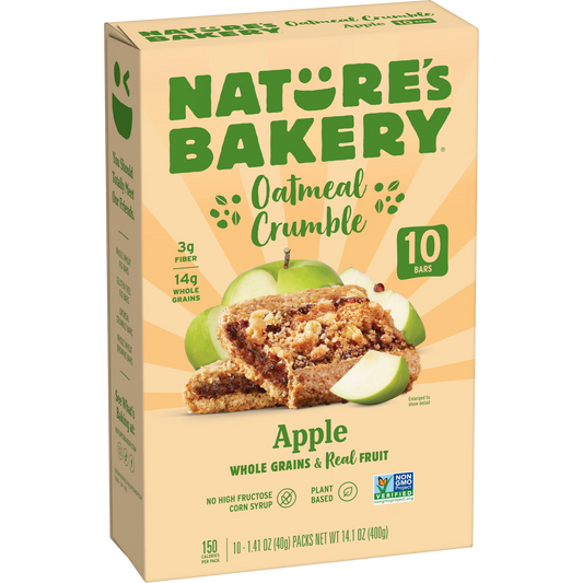 Nature's Bakery Oatmeal Crumble Apple, 10 Breakfast Snack Bars, 1.41 oz