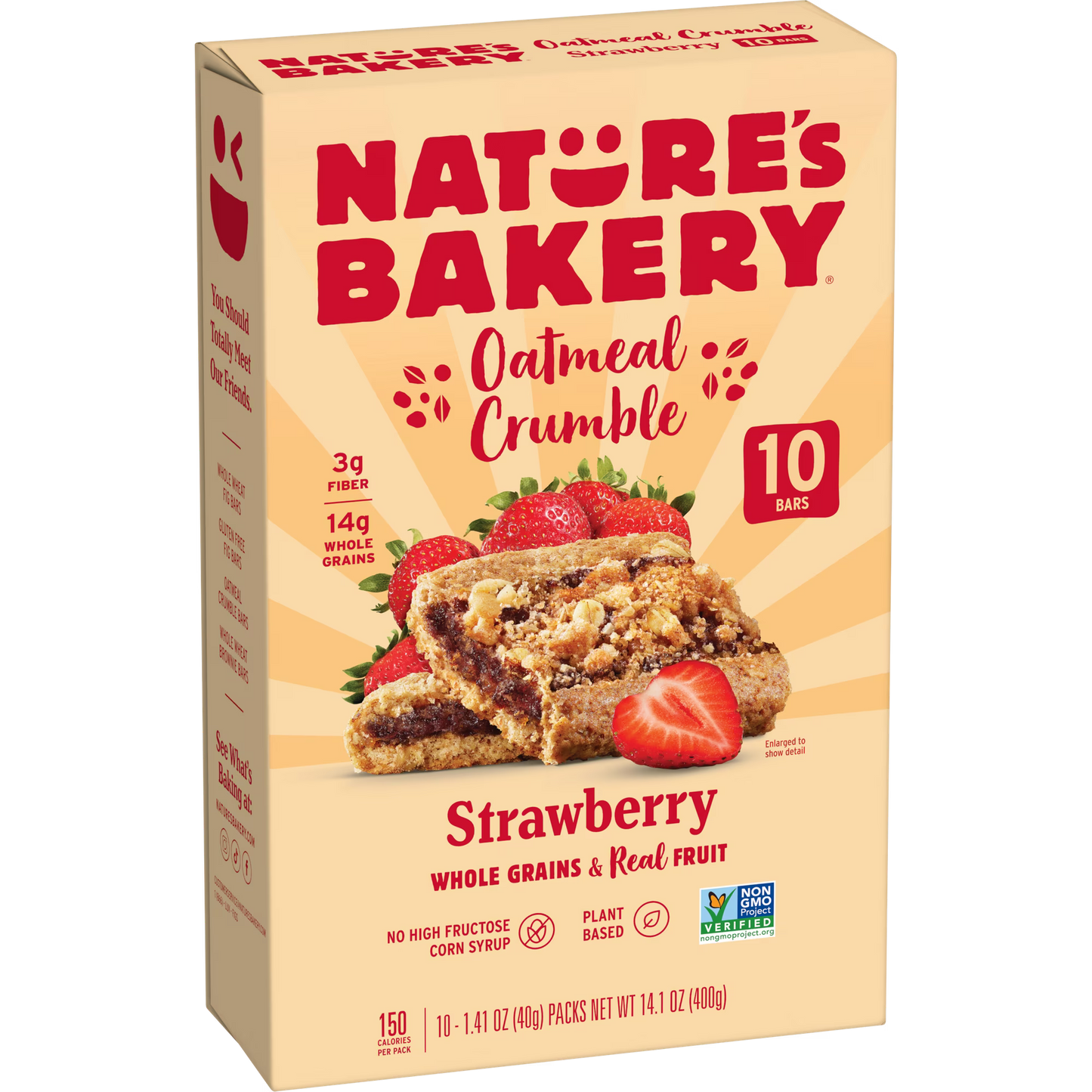 Nature's Bakery Oatmeal Crumble Strawberry Breakfast Snack Bars, 1.41 oz, 10 Count