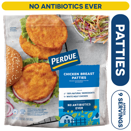 PERDUE® , No Antibiotics Ever, Frozen, Breaded Chicken Breast Patties, 28.8 oz