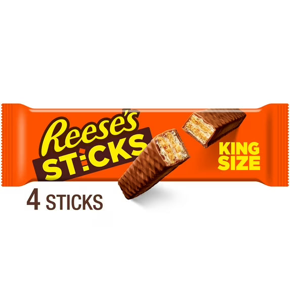 Reese's Sticks Milk Chocolate Peanut Butter Wafer King Size Candy, Pack 3 oz