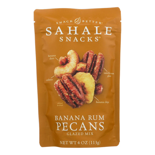 Sahale Snacks Glazed Mix of Banana Rum Flavored Pecans, 4oz Bag