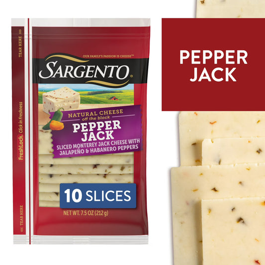 Sargento Sliced Pepper Jack Natural Cheese, 10 slices 7.5